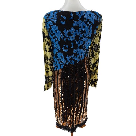 Rachel Comey Sequin Floral & Metallic Mixed Media Long Sleeve Dress, Size 2 - Picture 2 of 12